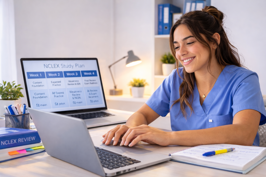 Confident beginner nursing student ready to start studying after learning what to study for NCLEX in 2026