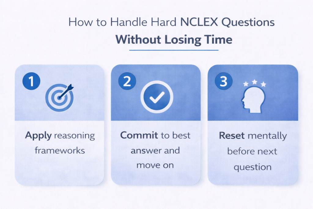 Three-step NCLEX time management strategy for handling difficult questions without losing pace on exam day